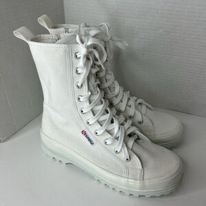 Superga White High-Top Alpina Rugged Canvas Sneakers